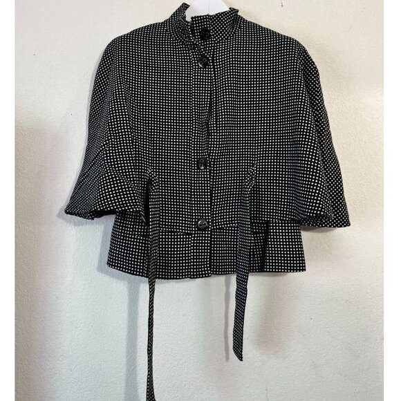 Anthropologie Tabitha Women Polka Dot Belted Wool Blend Cape Coat Poncho Size SP - Picture 1 of 8